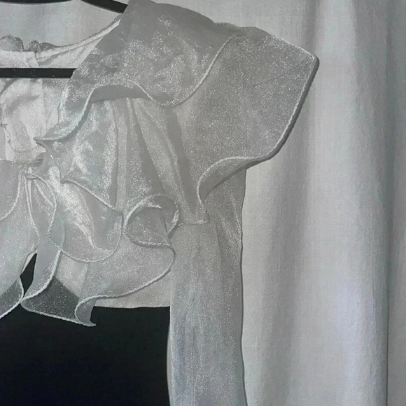 Vintage RARE organza Jumpsuit. Xs-S ruffle stirrup bottom unique Christmas Xmas - Picture 7 of 12